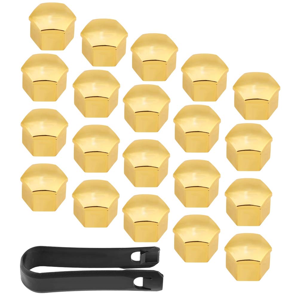 Lug Nut Covers 20pcs 17mm Universal Car Tire Wheel Hub Cover Lug Bolt Screw Cover Protective Cap Gold