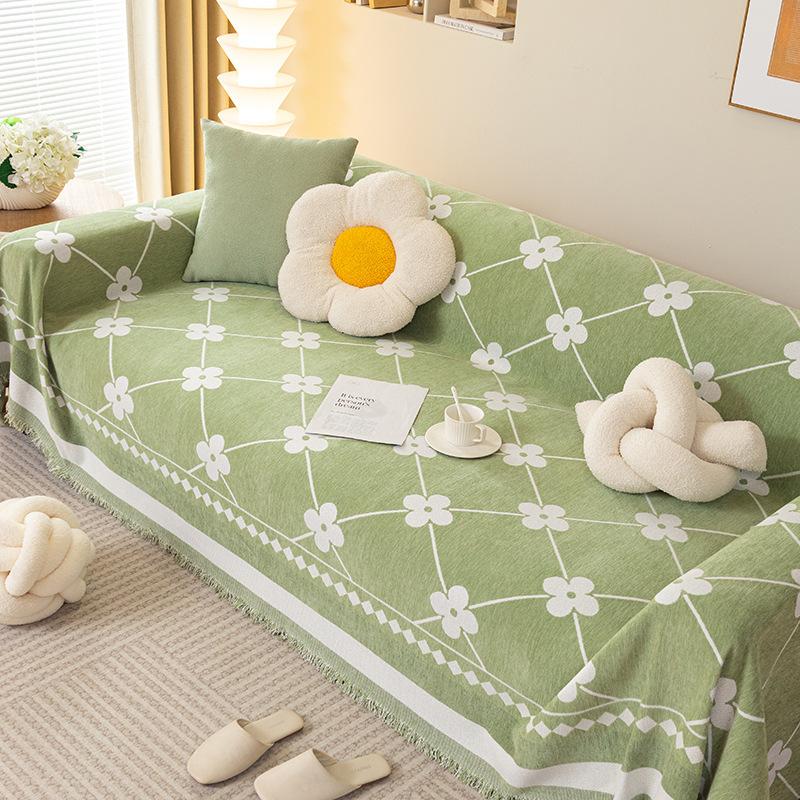 Fresh Four Seasons Universal Four-Leaf Clover Chenille Sofa Towel All-Inclusive Living Room Sofa Cover One Piece Sofa Cover