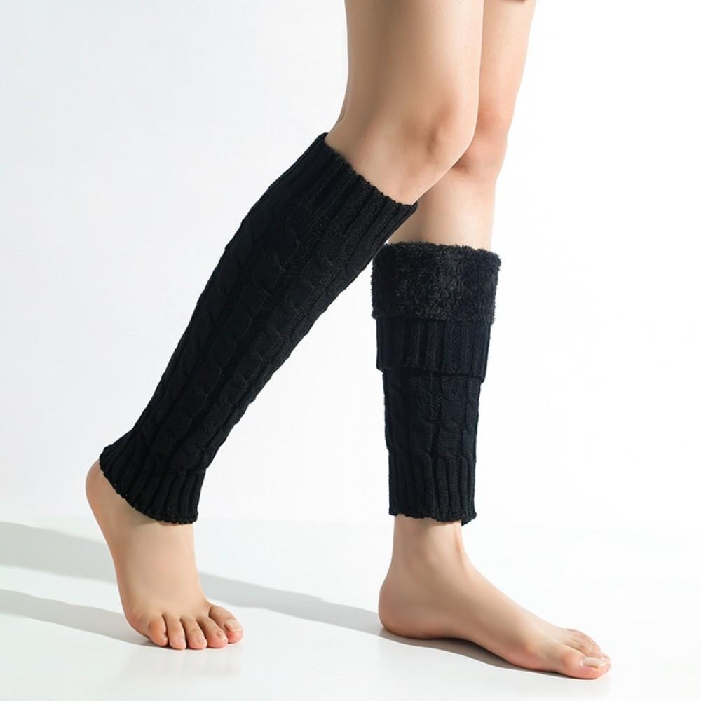 Thickened Winter Leg Warmers Foot Cover Knitted Leg Coverings Socks Fleece Leg Warmers Women