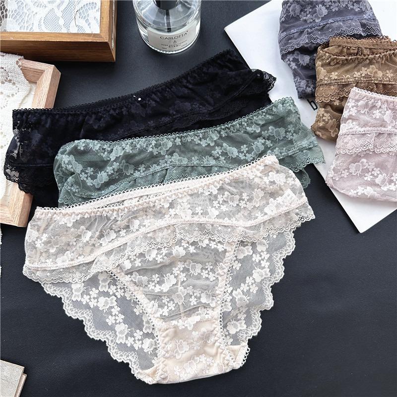 Ladies Spring and Summer Lovely Cotton Ice Screen Lace Panties