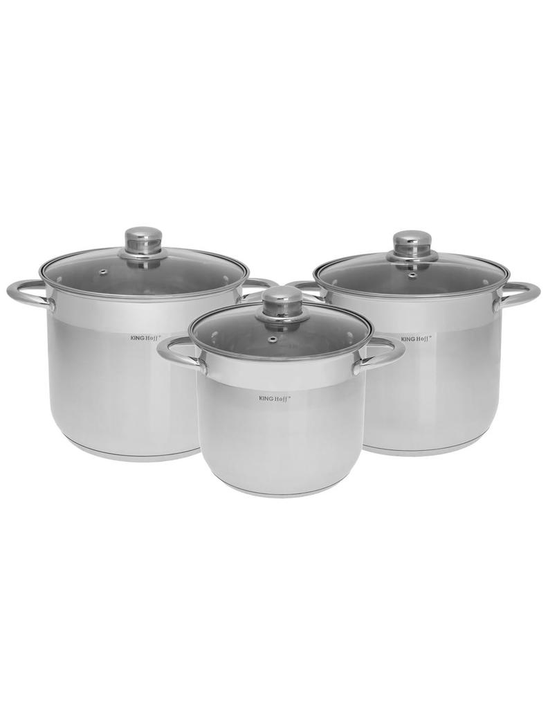 Set of 6 Steel Pots. 7l/ 5l/ 4L KINGHOFF KH-4309