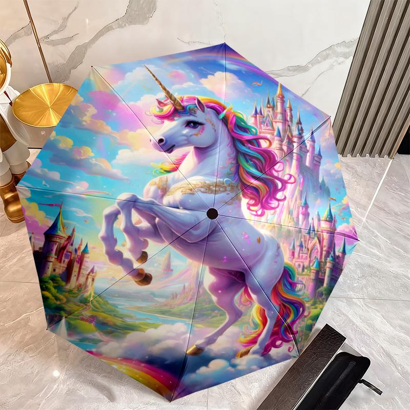 Regenbogen Einhorn Fantasy Himmel Schirm Ist Geeignet Für Alle Jahreszeiten Einschließlich Zuhause Reisen Und Outdoor-Aktivitäten Multifunktionaler Schirm S4