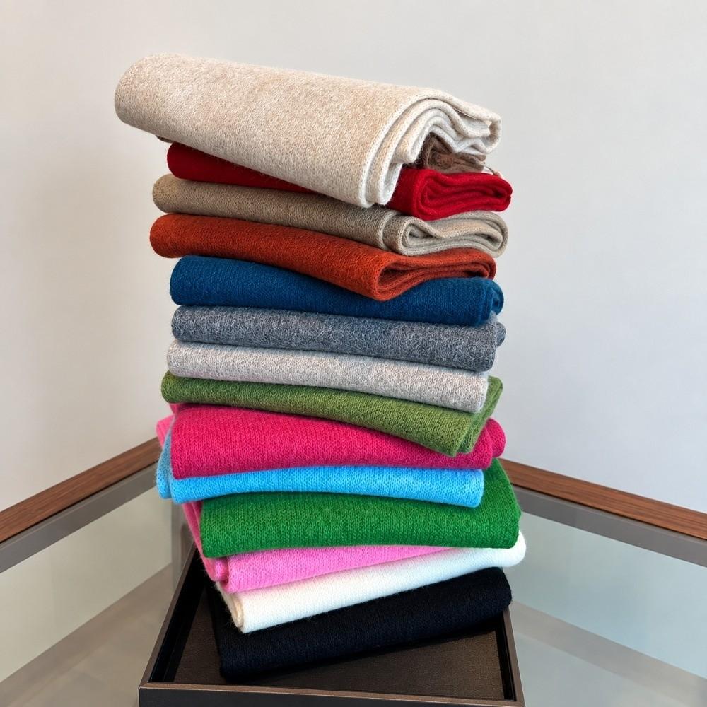 Solid Color Pure Wool Scarf Skin-Friendly Neck Warmer Wrap Wool Knitted Scarf  Autumn Winter