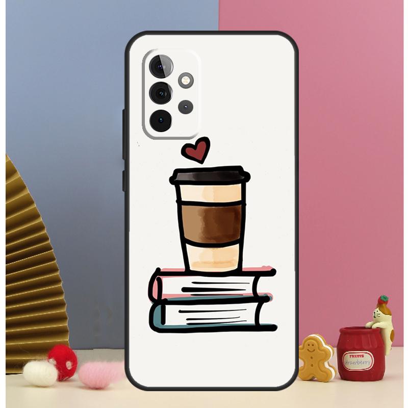 Books And Coffee Case For Samsung Galaxy A52 A72 A13 A33 A53 A14 A24 A34 A54 A15 A25 A51 A71 A12 A32 Cover
