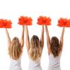 CAPASTEC 2 Pieces Cheerleading Pom Poms Cheerleader Pom Poms with Baton Handle 36cm Cheer Pom Poms Sports Team Spirit Cheering Colorful Orange