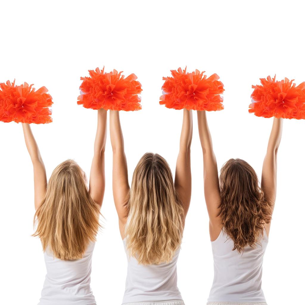 CAPASTEC 2 Pieces Cheerleading Pom Poms Cheerleader Pom Poms with Baton Handle 36cm Cheer Pom Poms Sports Team Spirit Cheering Colorful Orange