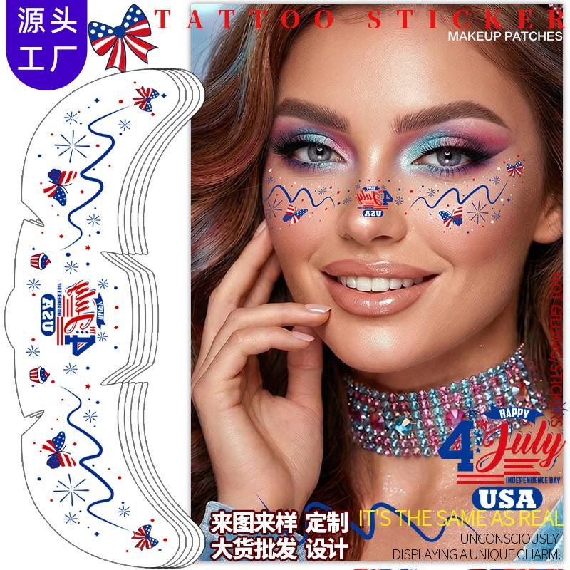 USA Flag Freckle Face Temporary Tattoos 250th Independence Day Party Supplies