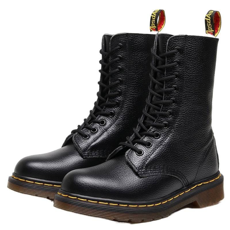 Real Wool Martin Boots Lychee Pattern Tooling Boots Women's Head Layer Soft Cow Leather Short Boots Locomotive Boots
