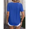 Women's Square Neck Puff Sleeve Textured Top Casual Short Sleeved T-shirts