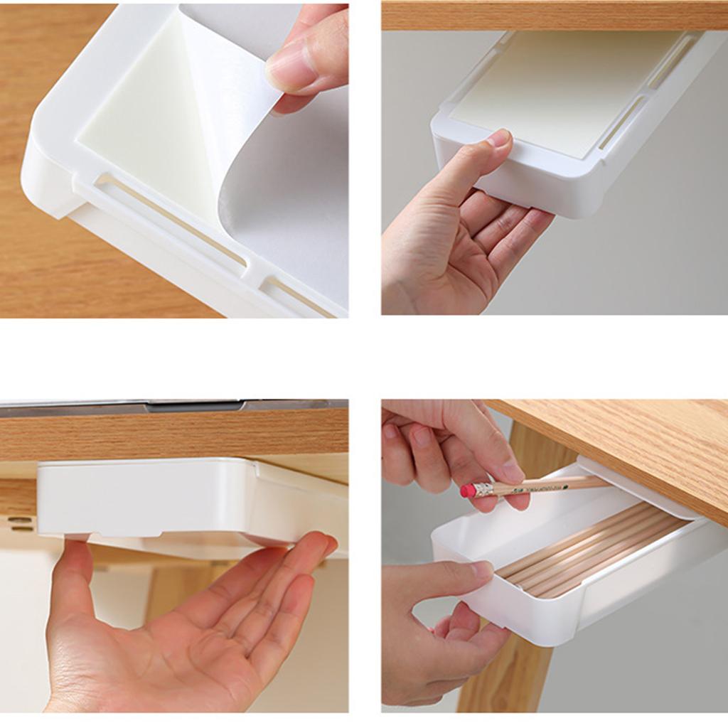 Ensemble de tiroirs sous le bureau, boîte de rangement pratique, tiroirs auto-adhésifs, tiroirs coulissants sous plan pour bureaux et écoles