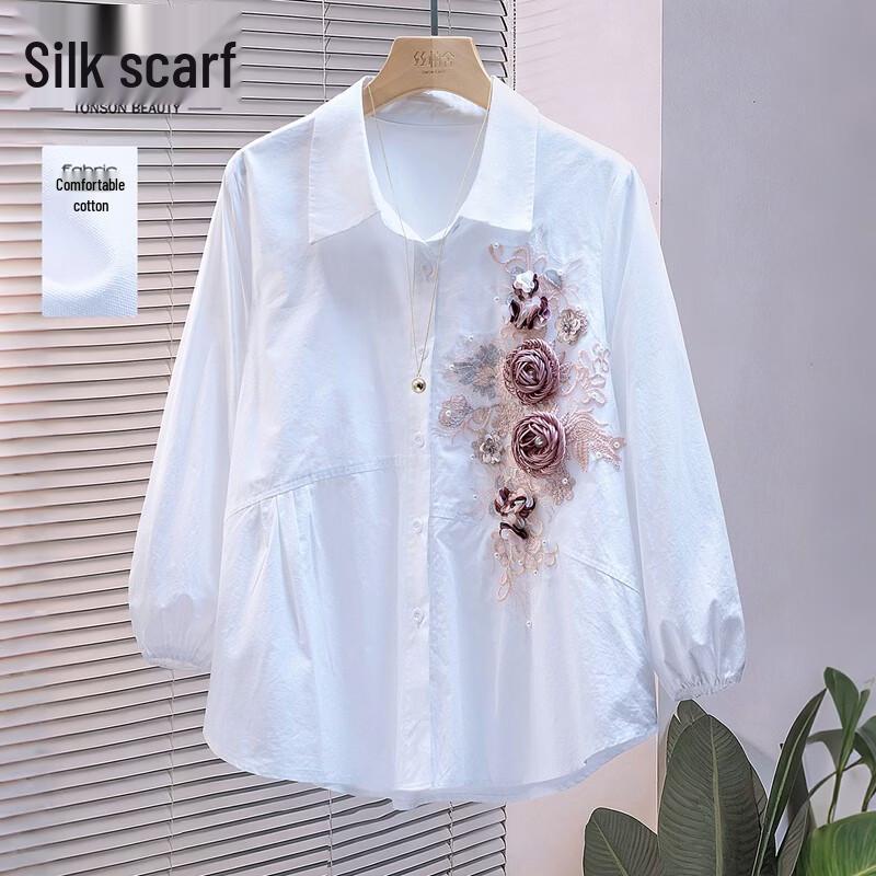 Women s Floral Long Sleeve Collared Shirt L
