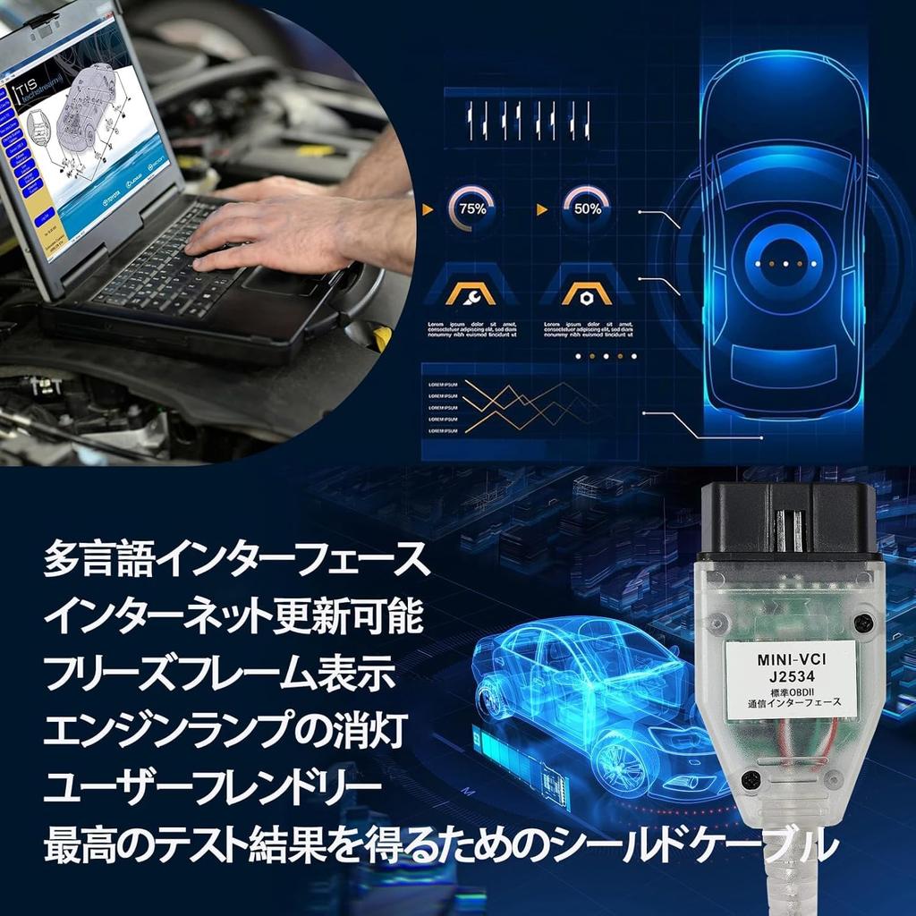 GOWTHHRT MINI J2534 Diagnostic Cable VCI Cable J2534 Car Tools VCI OBD2 Diagnostic Cable