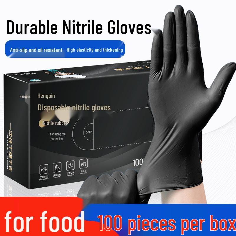 Extra-Long Food-Grade Nitrile Gloves: Disposable, Thick, Durable, Waterproof, Non-Slip for Household Cleaning