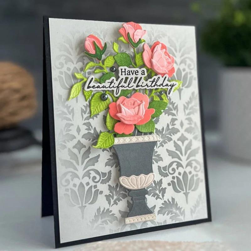 1/2pcs Vintage Spring Pattern Plastic Stencil for DIY Card Making, Scrapbooking & Crafts- for Decorative Backgrounds, Photo Albums & Greeting Cards