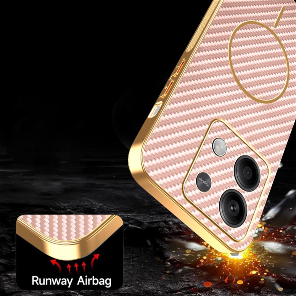 Für Xiaomi Redmi Note 13 5G Handyhülle Carbonfaser-texturierte galvanisierte TPU-Rückabdeckung