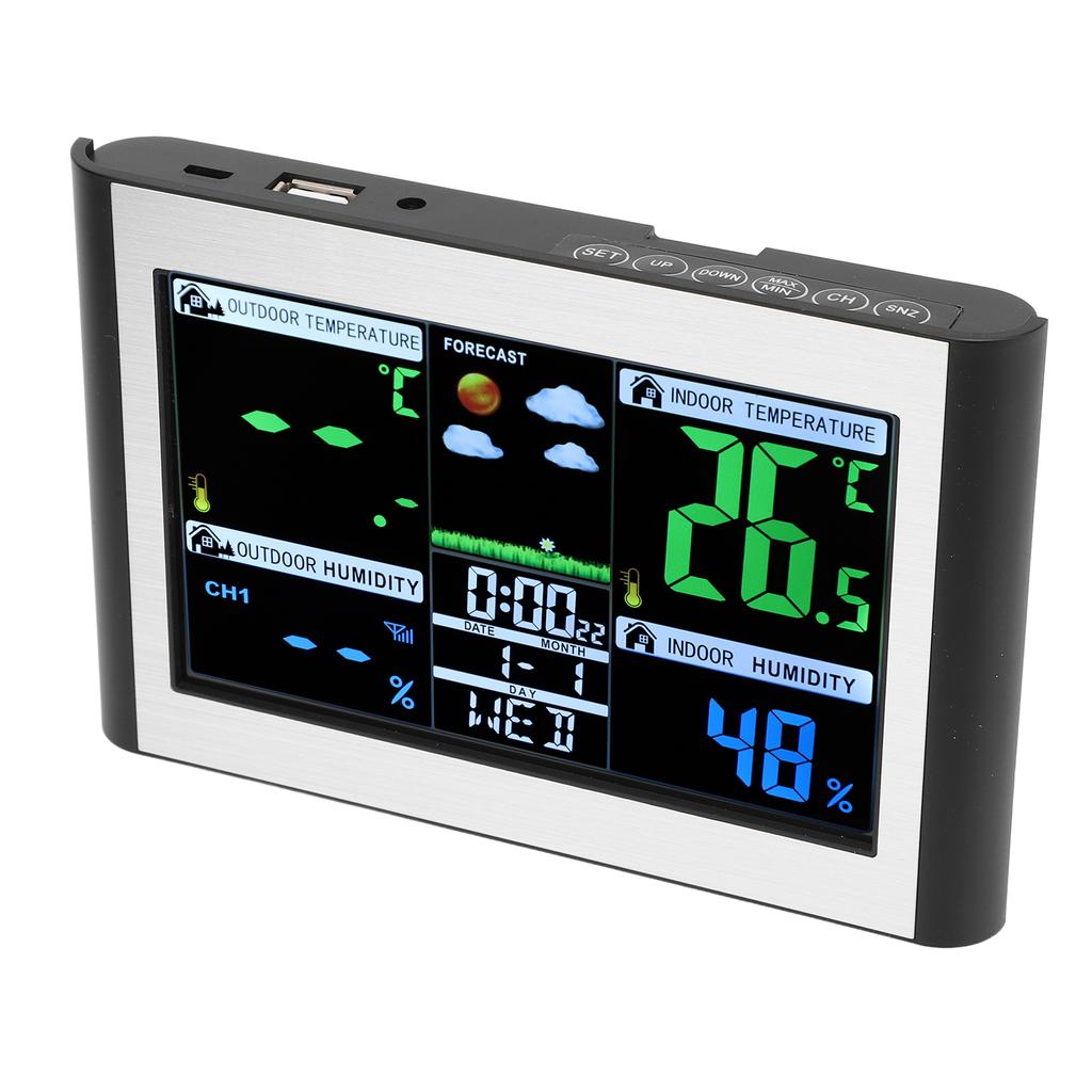 Weather Clock Station Color Screen Digital Display Weather Forecast Indoor Outdoor Temperature