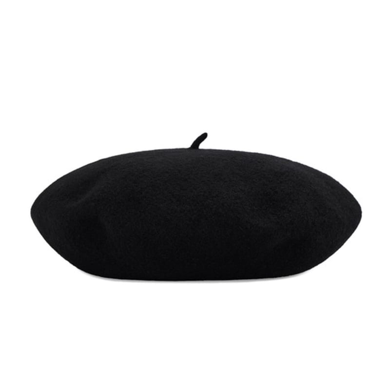 VARZAR Curvy Logo Wool Beret Black