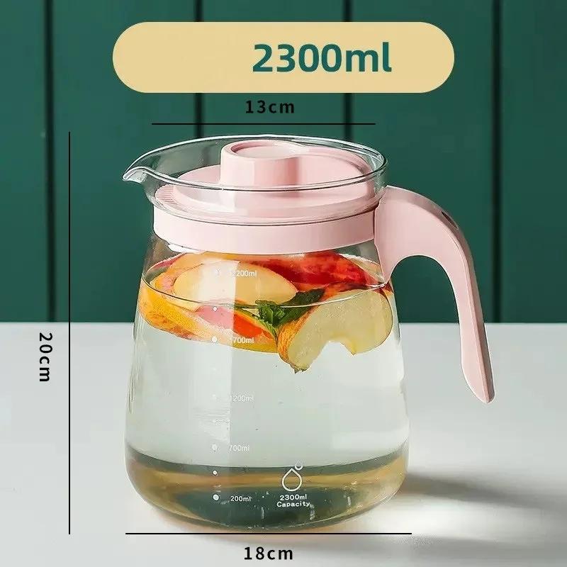 Large Capacity Glass Kettle High Temperature Resistance Water Bottle Household Transparent Teapot Coffee Jug Drinking Utensil