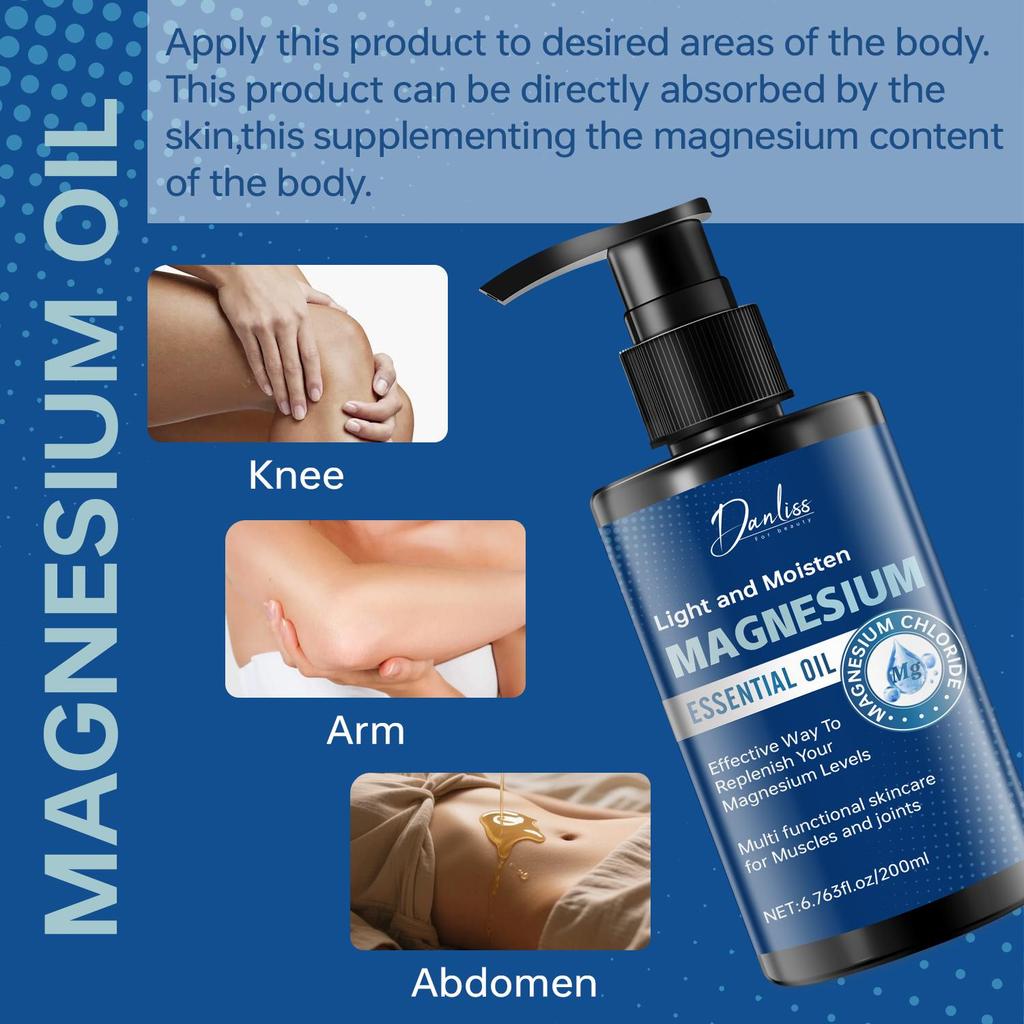 Magnesium Essential Oil-Smooth The Joints Of The Body-Effective Way To Replenish Your Magnesium Levels-Suitable For All Skin Types, 200ml