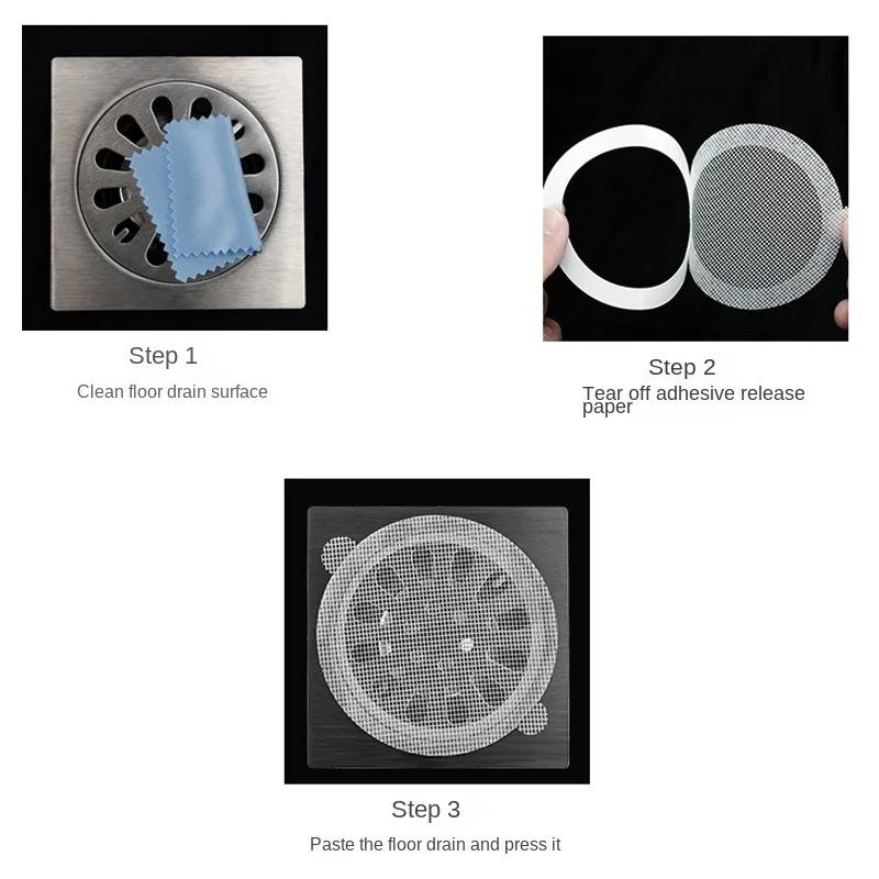 10pcs Disposable Shower Drain Hair Catcher Cover Bathroom Sewer Sink Drain Hair Strainer Stopper Bathtubs Mesh Filter Sticker
