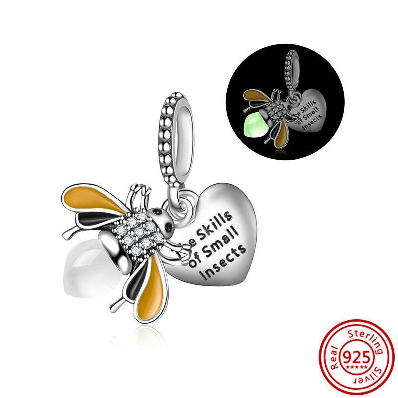 

Подходит для браслетов с шармами Pandora 925 медь Светящийся в темноте Привидение Тыква Светлячок Лампочка Насекомое Светящаяся подвеска Бусины Циркон