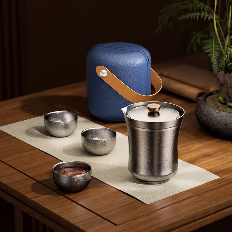 BoBao Cherry Blossom Deer Portable Titanium Tea Set