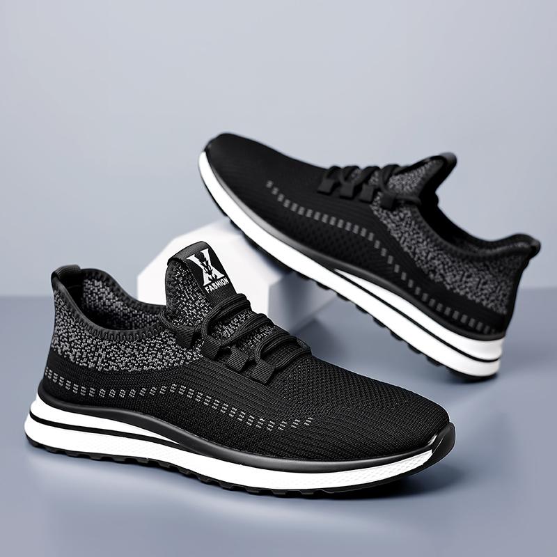 Men's Shoes, Fly-Woven Mesh Shoes, Breathable, Lightweight Casual Sports Shoes, Non-Slip Soft-Soled Running Shoes
