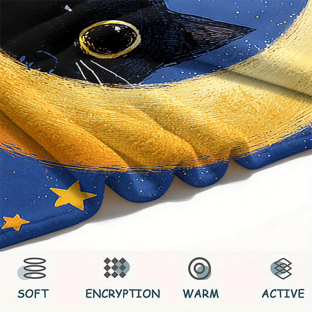 Black Cat Print Flannel Blanket, High Quality Comfortable for All Seasons, Home Decor, Warmth and Comfort, Perfect for Christmas Gifts