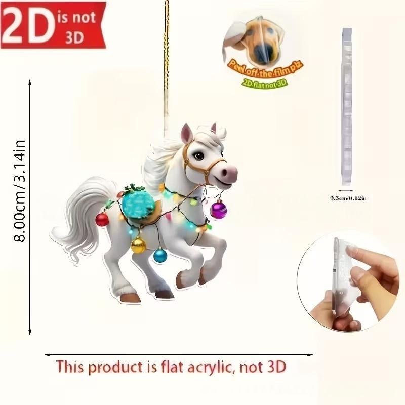 Ornament Pandantiv Acrilic 2D Cal de Crăciun Decor Festiv Pentru Interior Exterior Copaci Decorațiune Agățată Accesorii de Petrecere