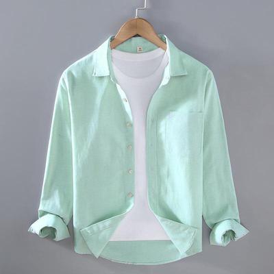 Men's High-End Oxford Long-Sleeve Shirt - Pure White Japanese Hong Kong Style - Spring/Autumn Casual Top