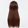 Reimu Hakurei Cosplay Wig, Brown Hair, Three Straight Ponytails, Heat Resistant, Costume Accessory for Disguise, Party, Halloween, Fancy Dress (Reimu