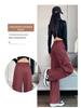 2026 Women's High Waist Workwear Pants - Spring/Autumn Style, Loose Fit, Slimming, Multi-Pocket, Straight Wide Leg.