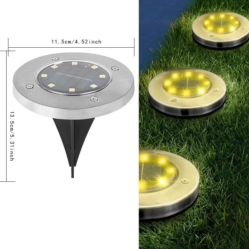

1/4 шт. Солнечные фонари уличные 8 светодиодов дисковый подземный светильник прожектор встраиваемый солнечный свет для дома сада газона двора украшение 1 PC