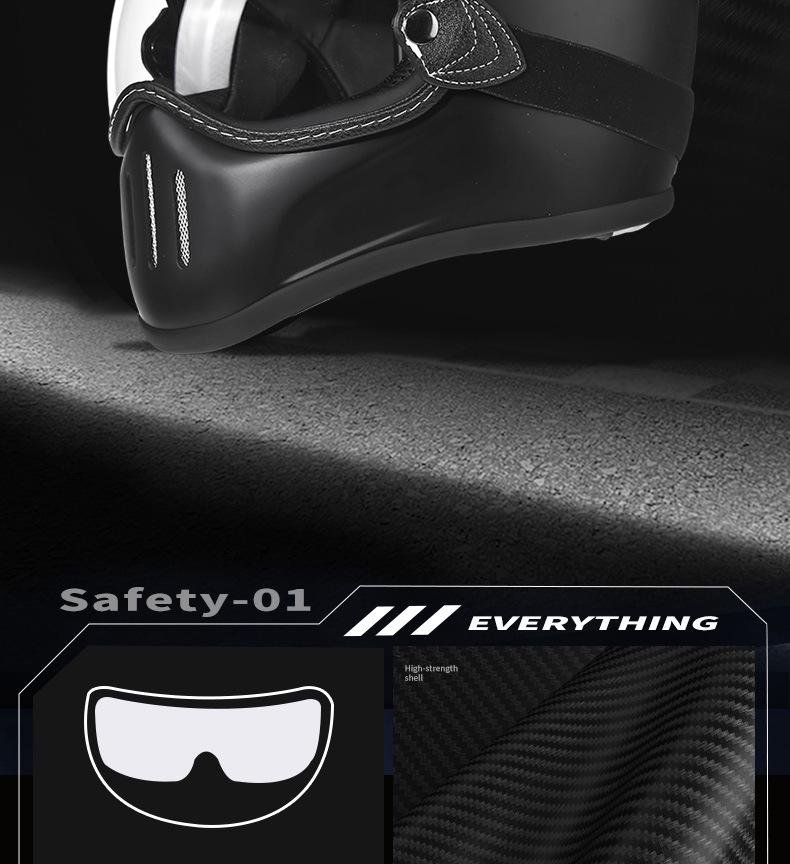 Retro Glass Fiber Motorcycle Helmet for Men & Women - Fits Cruisers & Scooters