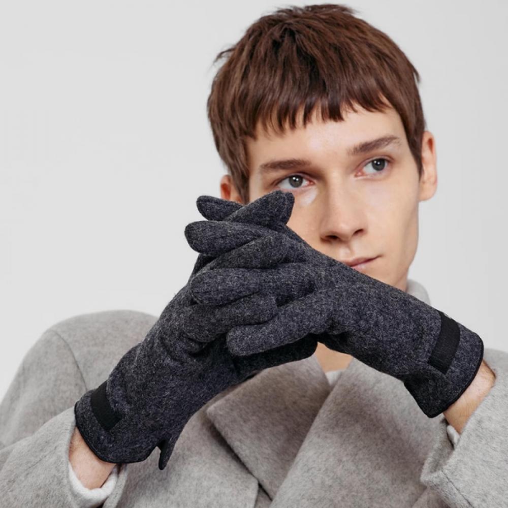 Daks Dark Gray Wool Dd Logo Smartphone Touch Gloves Single option