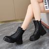 Fashion Women's Leather Boots Fashion Outdoor Casual Ankle Boot Lace-up Platform Boot Classic Leather Short Boots Women Motorcycle Boots