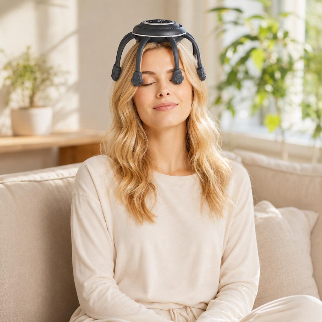 Electric Octopus Head Massager Portable Handheld Scalp Relaxation Vibrating Massage Device for Home Use Stress Relief