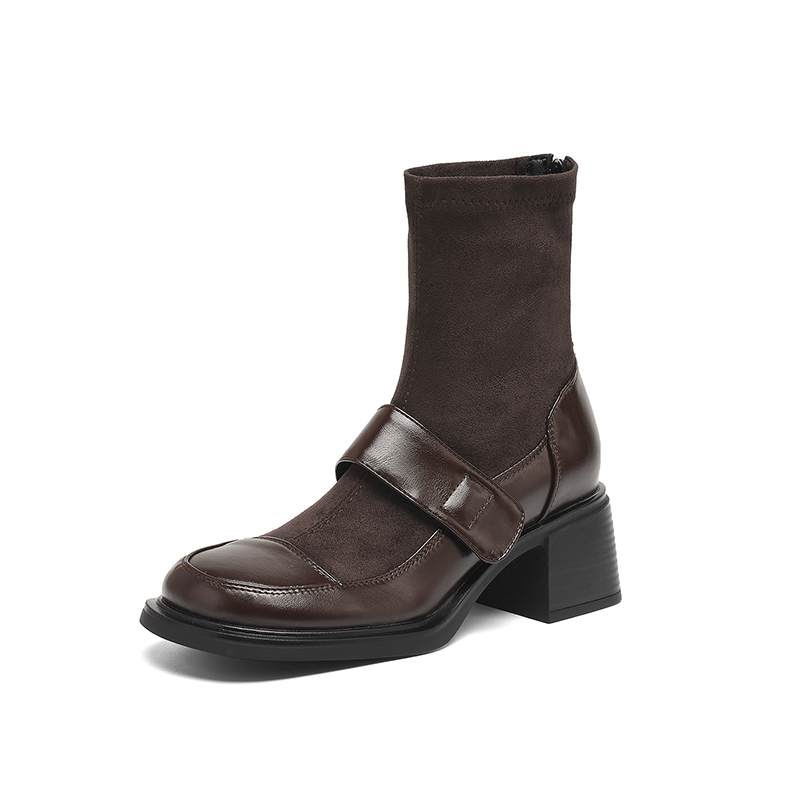 Krazing Pot Microfiber Winter Round Toe Modern Platform Size 33 Boots Size 43 Women Fashion Flock Elastic Ankle Boots