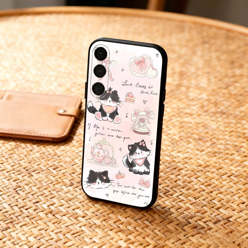 

A-Adorable illustrated dog Phone Case For Samsung A73,72,71,53,52,51,22,91,80, Soft Black Cover Samsung a21s
