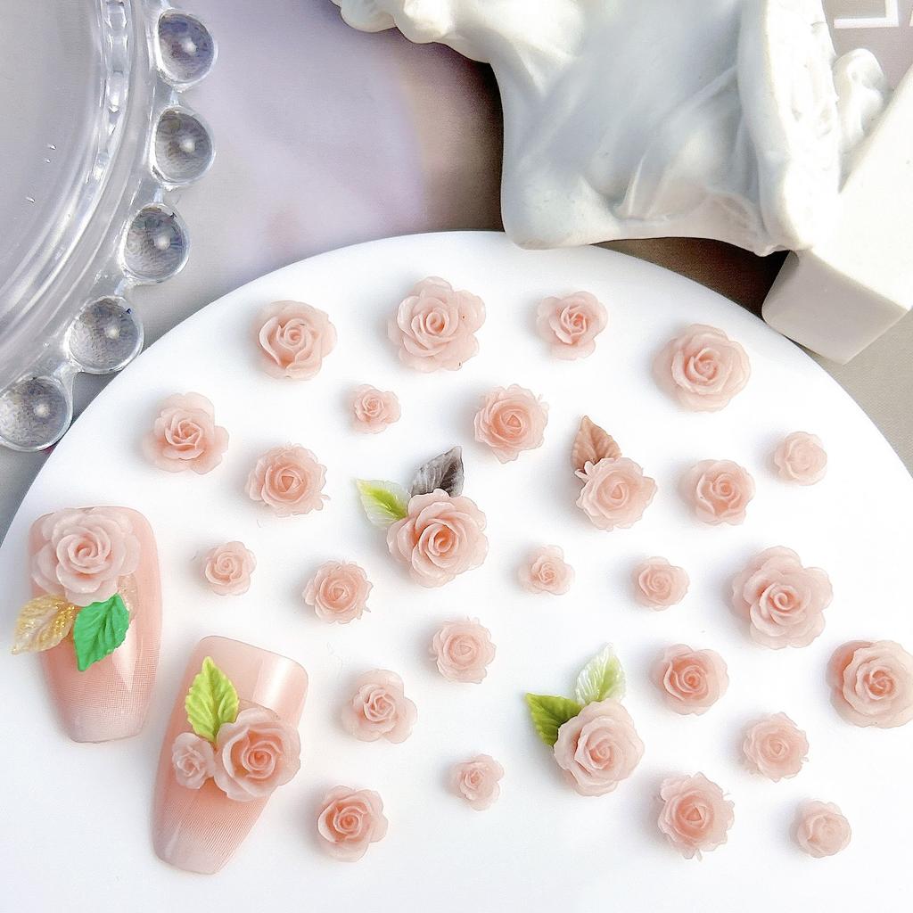 Pink Series Dried Rose Nail Art Accessories Pure Desire Rose Carving DIY Earrings Hair Clips Resin Nail Art Material Kit