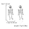 Vintage Silver Color Metal Skeleton Pendant Drop Earrings Gothic Halloween Skull Dangle Earring Jewelry For Women Men Party Gift