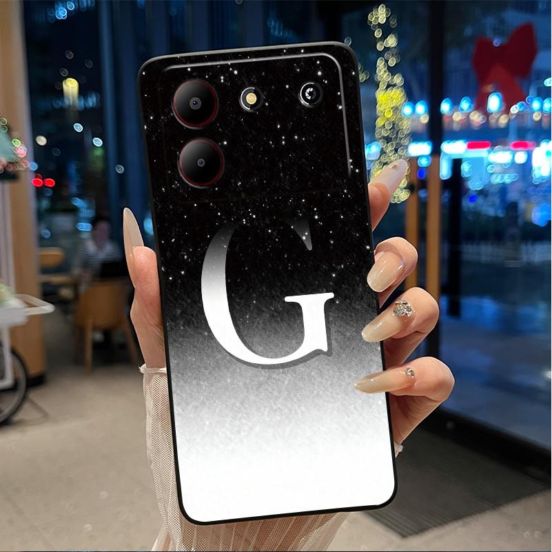 Case For ZTE Blade A54 4G Soft Silicone Black Shell ZTE Blade A54 4G Beautiful Letter Starry Sky Pattern Anti-scratch Cover