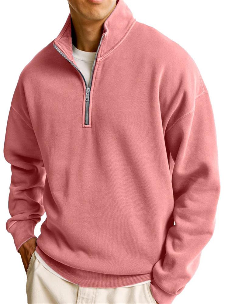 Men's Half Zip Sports Sweatshirt Stand Collar Long Sleeve Casual Everyday Pullover