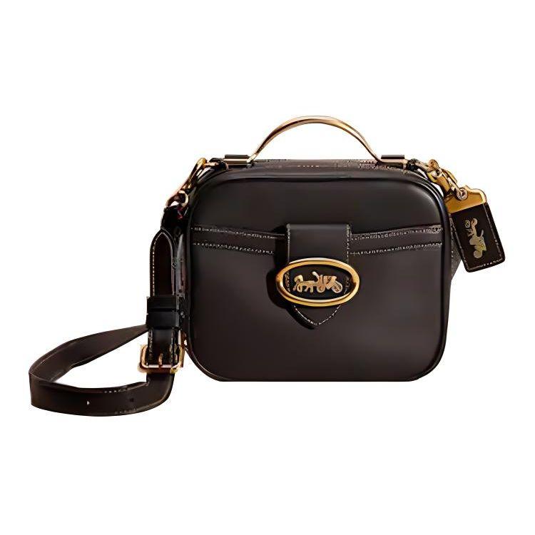 

Coach Riley Zipper Closure Detachable Shoulder Strap Solid Leather Handbag Small Women Handbags CC219-B4BK Basic Set (Bag+Dust Bag)