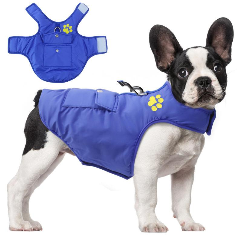 Kurtka puchowa dla psa na jesień i zimę, wodoodporna, odblaskowa, gruba, bawełniana, dla czworonożnego psa