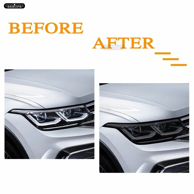 Car Headlight Protective Tint Film Smoke Black Transparent TPU Sticker For Volkswagen VW Tiguan R Line Facelift