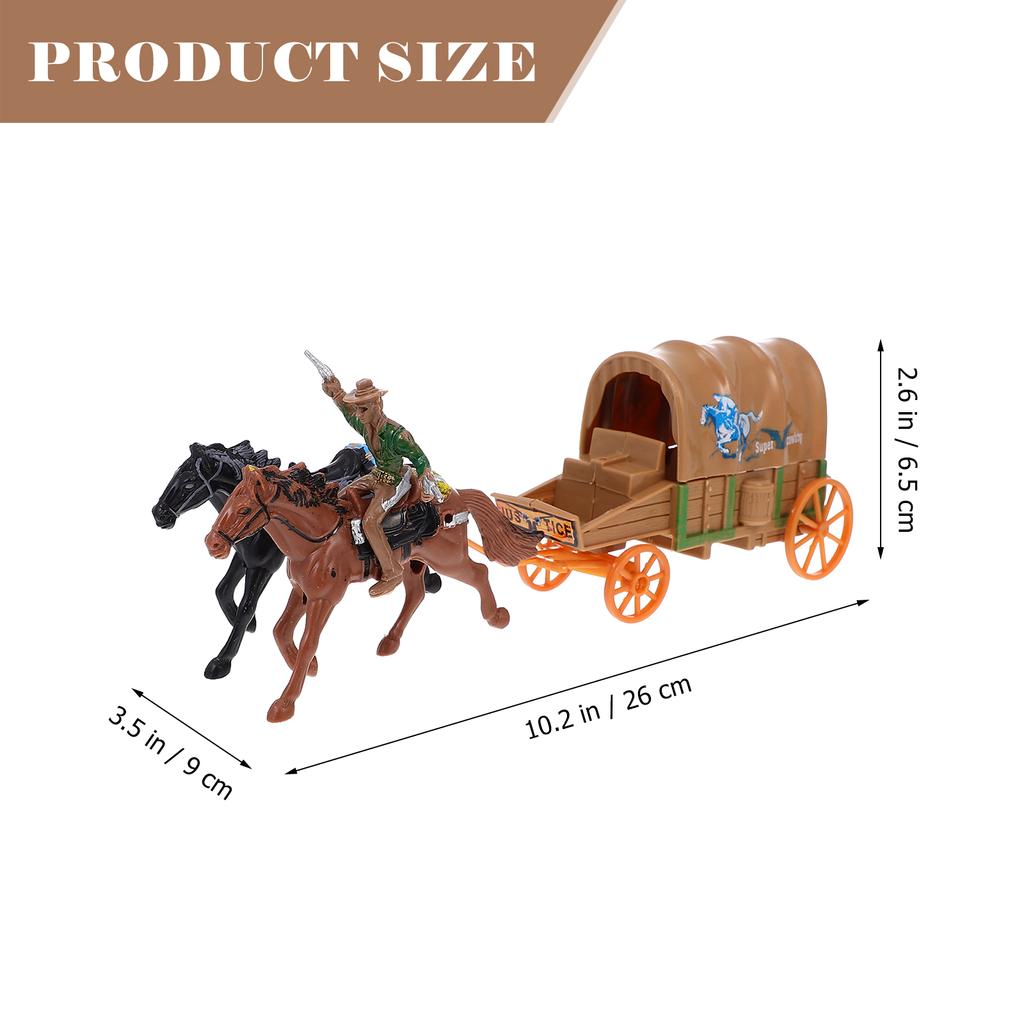 2 Sets of West Cowboy Carriage Models Plastic Carriage Models with Cowboy Culture Collection Mini Toys