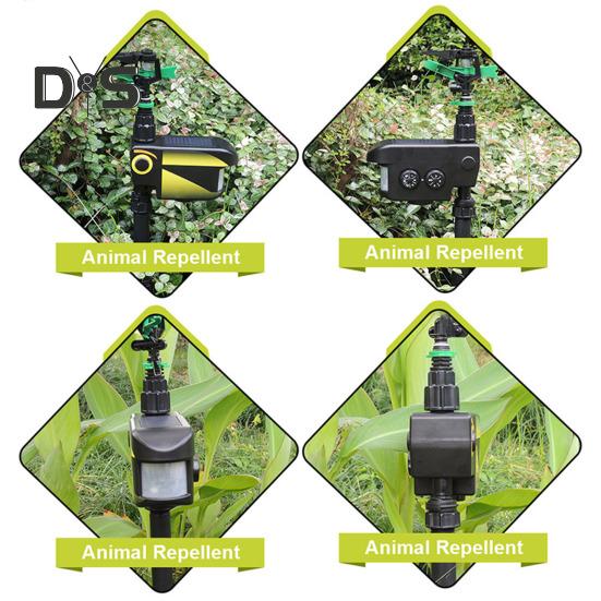 Solar Watering Sprinkler Motion-Induced Animal Repellment Garden Irrigation Waterer Adjustable Water Spray Irrigation System for Garden Lawn Backyard