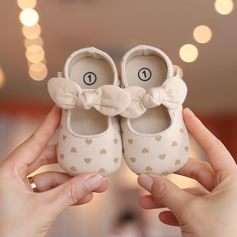 Khaki 0-18M Baby Casual Shoes Infant Toddler Bowknot Non-slip Rubber Soft-Sole Flat PU First Walker Newborn Bow Decor Mary Janes