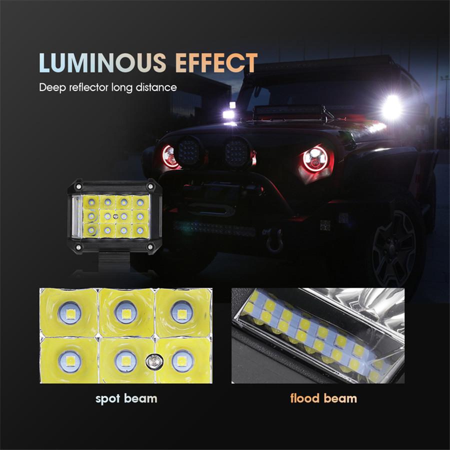 4 inch 57W Side Luminous Led Work Car Driving Lamp Offroad Light Bar Combo